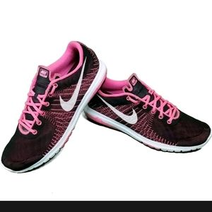 𝅺YOUTH Girls Nike Flex Fury Running Shoes Pink/Blac